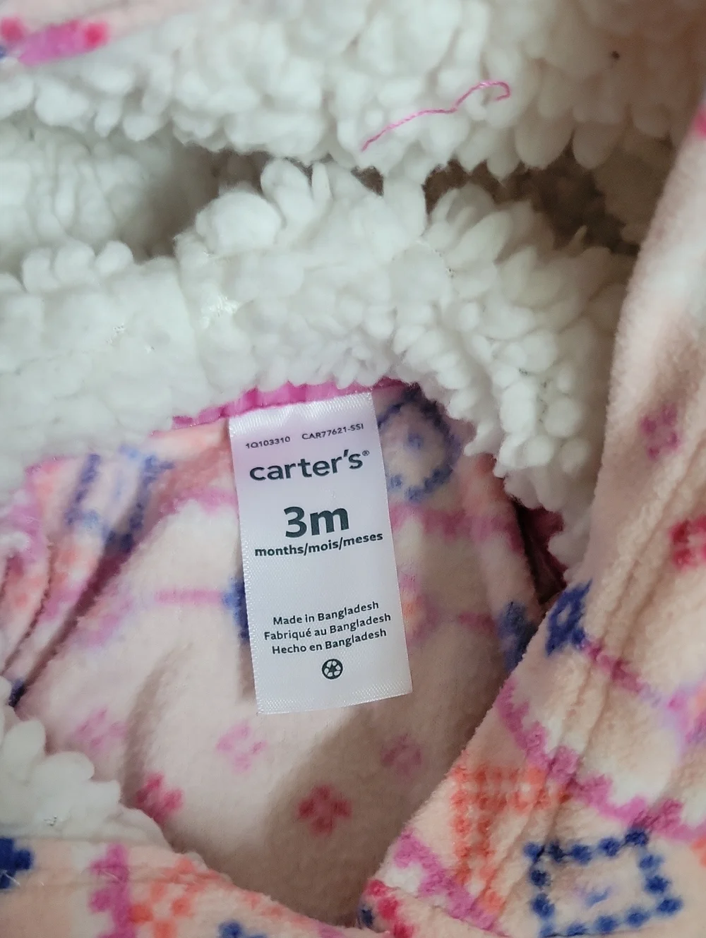 Carter's Pink Aztec Hooded Sherpa Vest